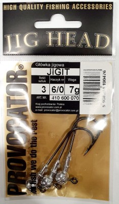 GŁÓWKA JIGOWA PROVOCATOR hak nr 6/0 waga  7g opak. 3szt