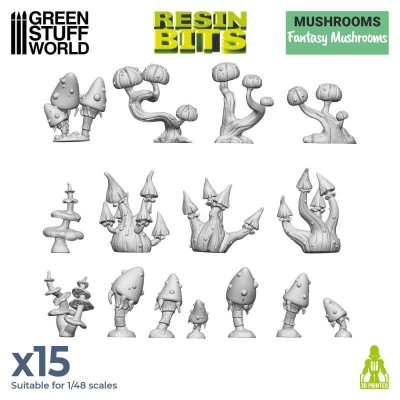 GSW 11622 3D printed - Fantasy Mushrooms (SET 15pcs) (Fantastyczne grzyby)