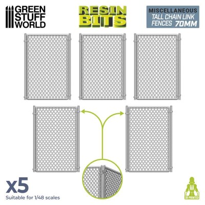 GSW 13173 3D printed - Chain Link Fences 70mm (SET 5pcs) (ogrodzenie)