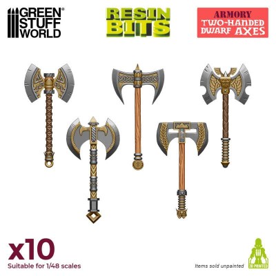 GSW 13301 3D printed - Two Handed Dwarf Axes (SET 10pcs) (topory krasnoludzkie)
