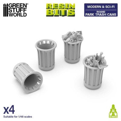 GSW 13644 3D printed - Park Trash Cans Round (SET 4pcs) (kosze na śmieci)