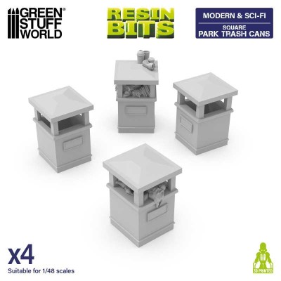 GSW 13645 3D printed - Park Trash Cans Square (SET 4pcs) (kosze na śmieci)
