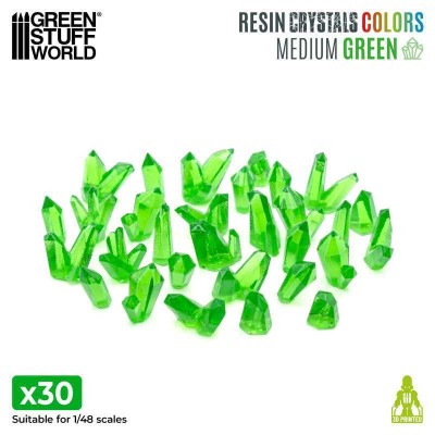 GSW 2529 3D printed Crystals: MEDIUM GREEN (SET 30pcs) (kryształy)