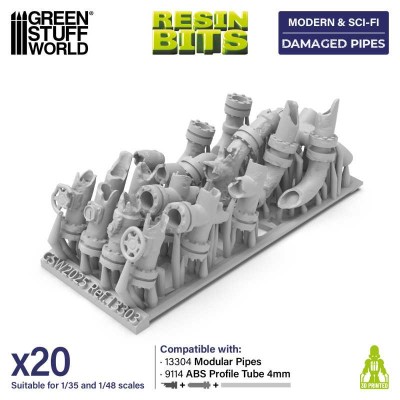 GSW 13303 3D printed - Damaged Pipes (SET 20pcs) (Uszkodzone rury) 