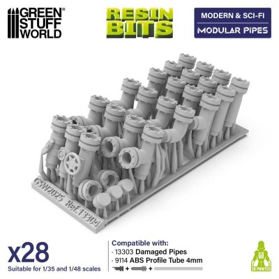 GSW 13304 3D printed - Modular pipes (SET 28pcs) (Rury modułowe)