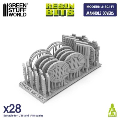 GSW 13637 3D printed - Manhole Covers (SET 28pcs) (Pokrywy włazów)