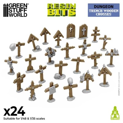 GSW 12722 3D printed - Trench Wooden Crosses (SET 24pcs) (Drewniane krzyże okopowe)