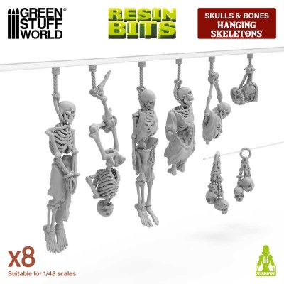 GSW 12733 3D printed - Hanging Skeletons 1:48 (SET 8pcs) (Wiszące szkielety) 