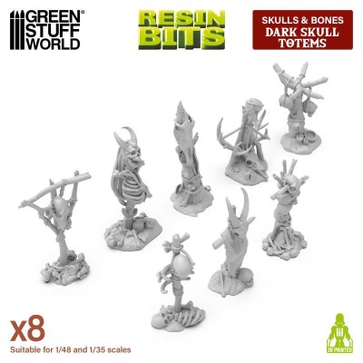 GSW 12734 3D printed - Dark Skull Totems (SET 8pcs) (Totemy Mrocznej Czaszki)