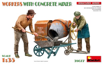 MINIART 38077 1:35 Workers with Concrete Mixer