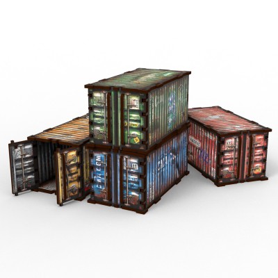 GSW 14430 Pre-painted WTC container (Pack x4) (teren do gier)