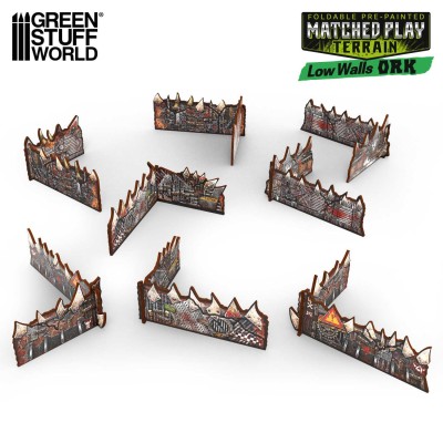 GSW 6587 Matched Play Pre-painted Ork Low Walls (Pack x8) (teren do gier)