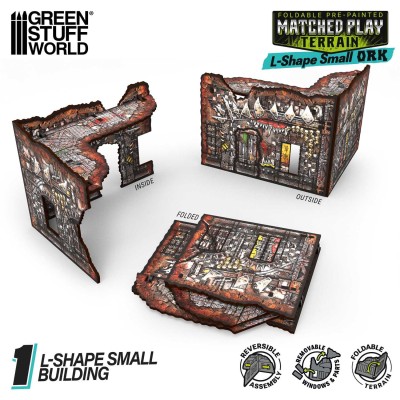 GSW 6592 Matched Play Pre-Painted Foldable Small L-shaped Ruin - Orks (teren do gier)