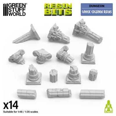 GSW 12386 3D printed - Greek Column Ruins (SET 14pcs) (Ruiny greckich kolumn)