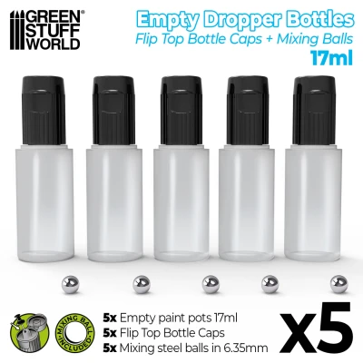 GSW 9274 Empty Bottles 17ml with Mixing Balls (op. 5szt) (butelki na farby)