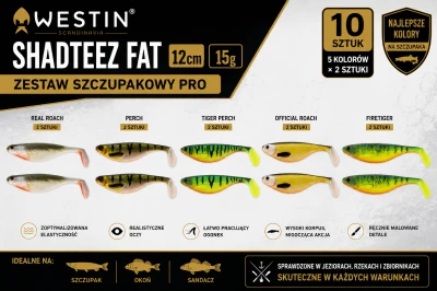 ZESTAW GUM Westin Shadteez FAT 12cm 10szt - Zestaw Szczupakowy PRO