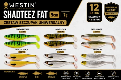 ZESTAW GUM Westin Shadteez Fat 9cm 12szt - Zestaw Szczupak Uniwersalny