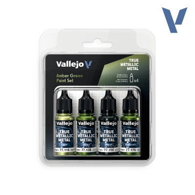 VALLEJO 77266 True Metallic Metal SET: AMBER GREEN 4x18ml
