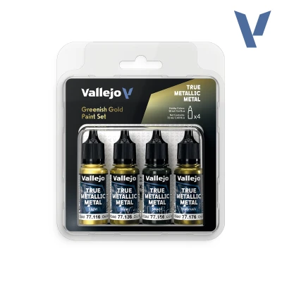 VALLEJO 77267 True Metallic Metal SET: GREENISH GOLD 4x18ml