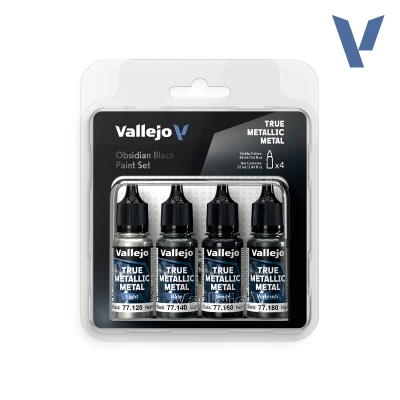 VALLEJO 77270 True Metallic Metal SET: OBSIDIAN BLACK 4x18ml