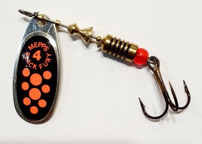 BŁYSTKA MEPPS BLACK FURY srebrny / czerwone kropki nr4 (8g) 