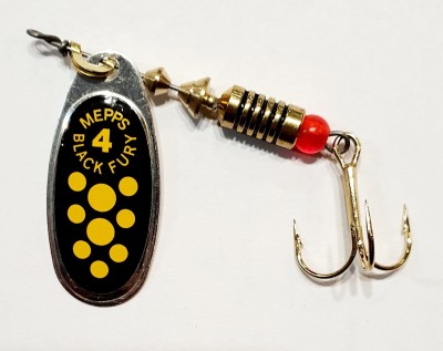 BŁYSTKA MEPPS BLACK FURY srebrny / żółte kropki nr4 (8g) 