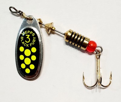 BŁYSTKA MEPPS BLACK FURY srebrny / seledynowe kropki nr3 (6,5g)