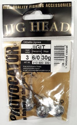 GŁÓWKA JIGOWA PROVOCATOR hak nr 6/0 waga 30g opak. 3szt