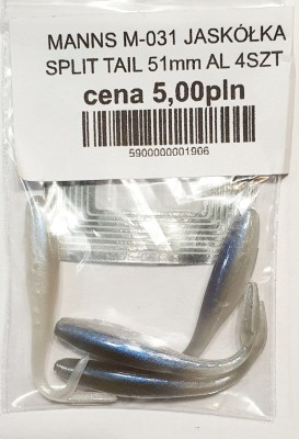 MANNS JASKÓŁKA M-031 SPLIT TAIL roz: 51mm kolor: AL op. 4szt
