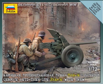 ZVEZDA 6114 1:72 German Anti-tank Gun PAK 36 with Crew (Art of Tactic)