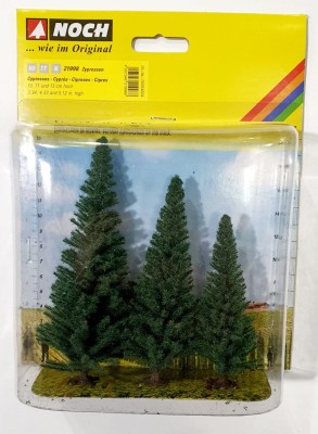 NOCH 21998 Zestaw Drzewek Cyprysy [SET 3pcs] (10cm + 11cm + 13cm)