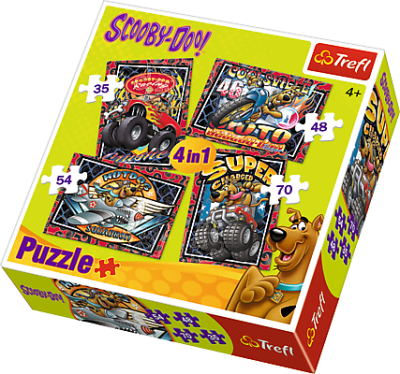 PUZZLE 4w1 TREFL 34257 Przygody Scooby Doo