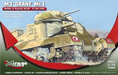 MIRAGE 728008 1:72 M3 GRANT Mk I  'Bitwą pod GAZALĄ'  26.05 – 21.06.1942  [Czołg Średni]