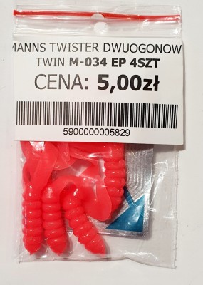 MANNS TWISTER PODWÓJNY OGON M-034 roz: 42mm kol: EP op. 4szt 
