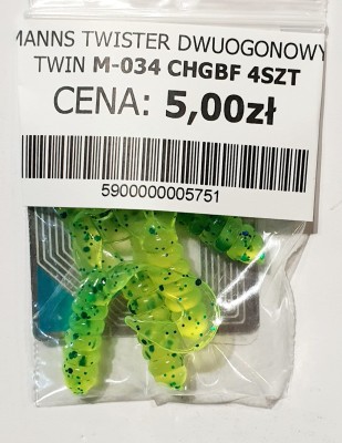 MANNS TWISTER PODWÓJNY OGON M-034 roz: 42mm kol: CHGBF op. 4szt 