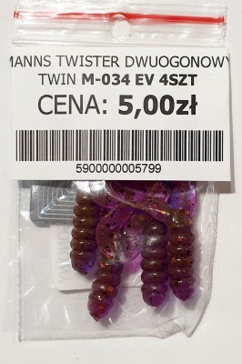 MANNS TWISTER PODWÓJNY OGON M-034 roz: 42mm kol: EV op. 4szt 