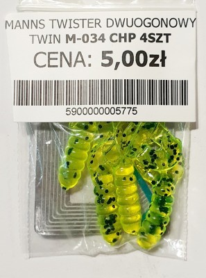 MANNS TWISTER PODWÓJNY OGON M-034 roz: 42mm kol: CHP op. 4szt 