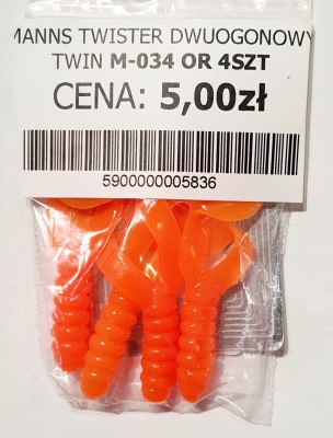 MANNS TWISTER PODWÓJNY OGON M-034 roz: 42mm kol: OR op. 4szt 