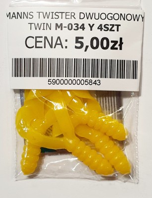 MANNS TWISTER PODWÓJNY OGON M-034 roz: 42mm kol: Y op. 4szt 