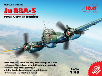 ICM 48232 1:48 Ju 88A-5, WWII German Bomber (100% new molds)