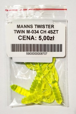 MANNS TWISTER PODWÓJNY OGON M-034 roz: 42mm kol: CH op. 4szt 