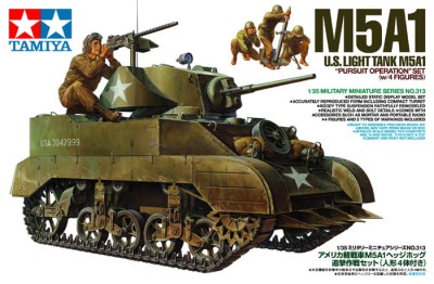 TAMIYA 35313 1:35 U.S. Light Tank M5A1 "Pursuit Operation" Set (w/4 Figures)