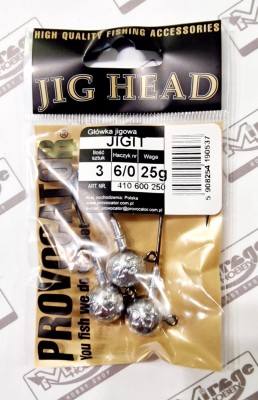 GŁÓWKA JIGOWA PROVOCATOR hak nr 6/0 waga 25g opak. 3szt