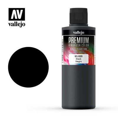 VALLEJO PREMIUM COLOR 63020 BLACK 200ml DUŻY