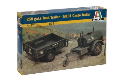 ITALERI 0229 1:35 American 250 galons Tank Trailer and M101 Cargo Trailer