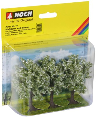NOCH 25111 Zestaw Drzewek Owocowych Białych [SET 3pcs] (8cm) 