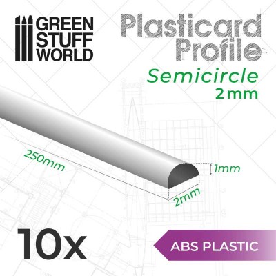 GSW 9236 ABS Plasticard - Profile SEMICIRCLE 2mm (op. 10szt)