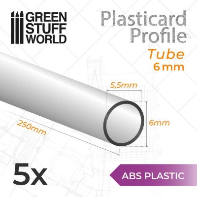 GSW 9175 ABS Plasticard - Profile TUBE 6mm (op. 5szt) 