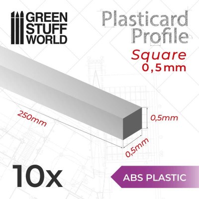 GSW 9233 ABS Plasticard - Profile SQUARED ROD 0,5mm (op. 10szt)