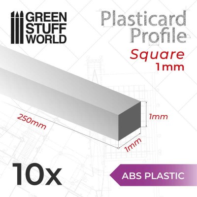 GSW 9192 ABS Plasticard - Profile SQUARED ROD 1mm (op. 10szt)